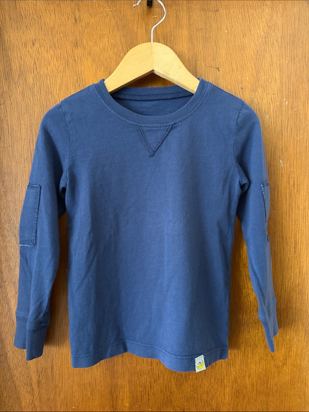 European brand Navy Long-Sleeve Crew Tee with Elbow Patches
